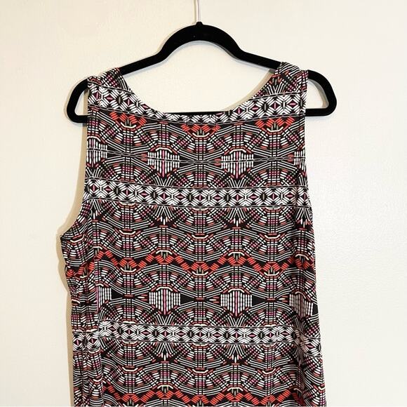 Love By Chesley Stretch Printed Scoop Neck Sleeveless Bodycon Dress Brown 2X - Picture 7 of 13